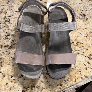 Naot Black and Brown Sandals with Rhinestones